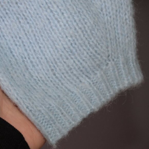 Tibi Alpaca Knit Cozette Blue Puff Sleeve Sweater Sz S - Picture 7 of 9